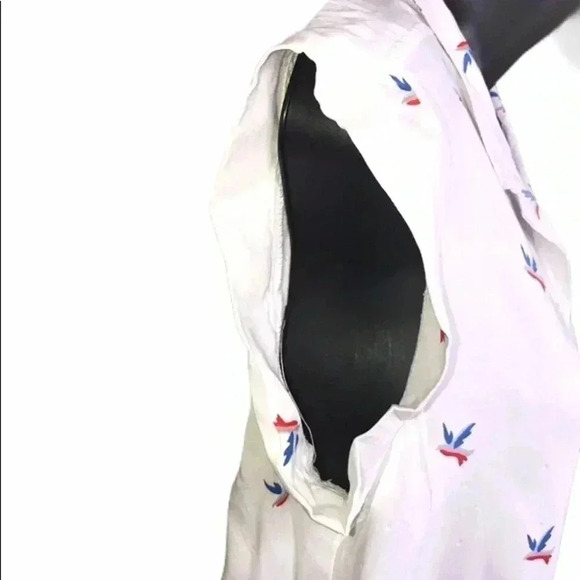 Alexander Jordan Cream Bird Print Blouse Size S—B2 - Picture 3 of 5